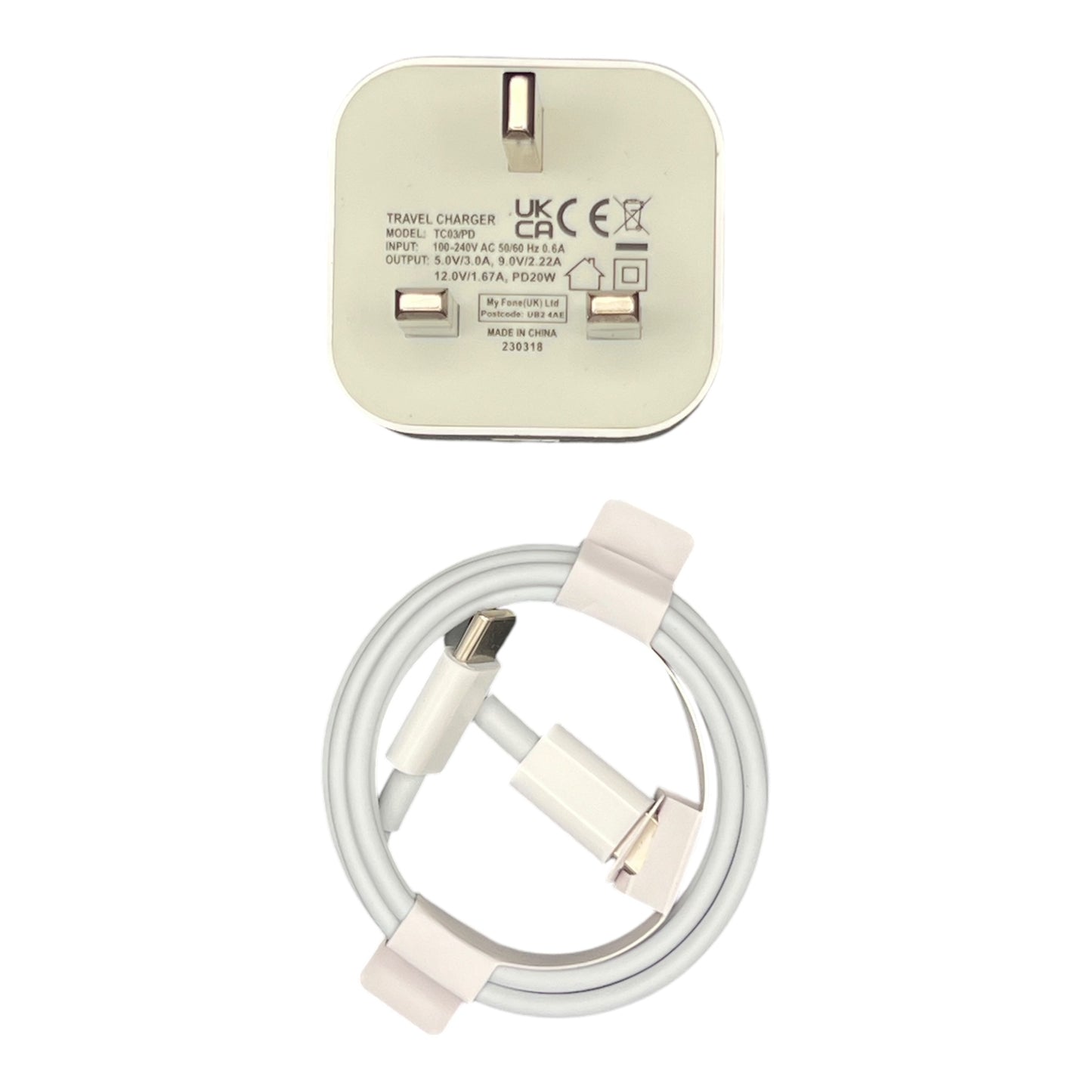 20W wall charger myfone with C to C 1m cable